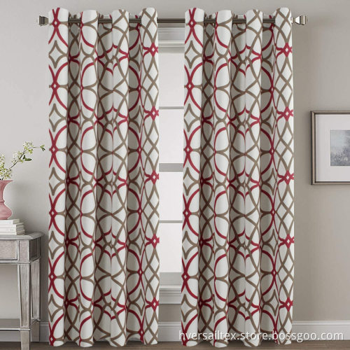 Geo Pattern Printed Grommet Curtain Drapes